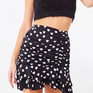 Forever 21 Ruched Heart Print Mini Skirt - Sm.